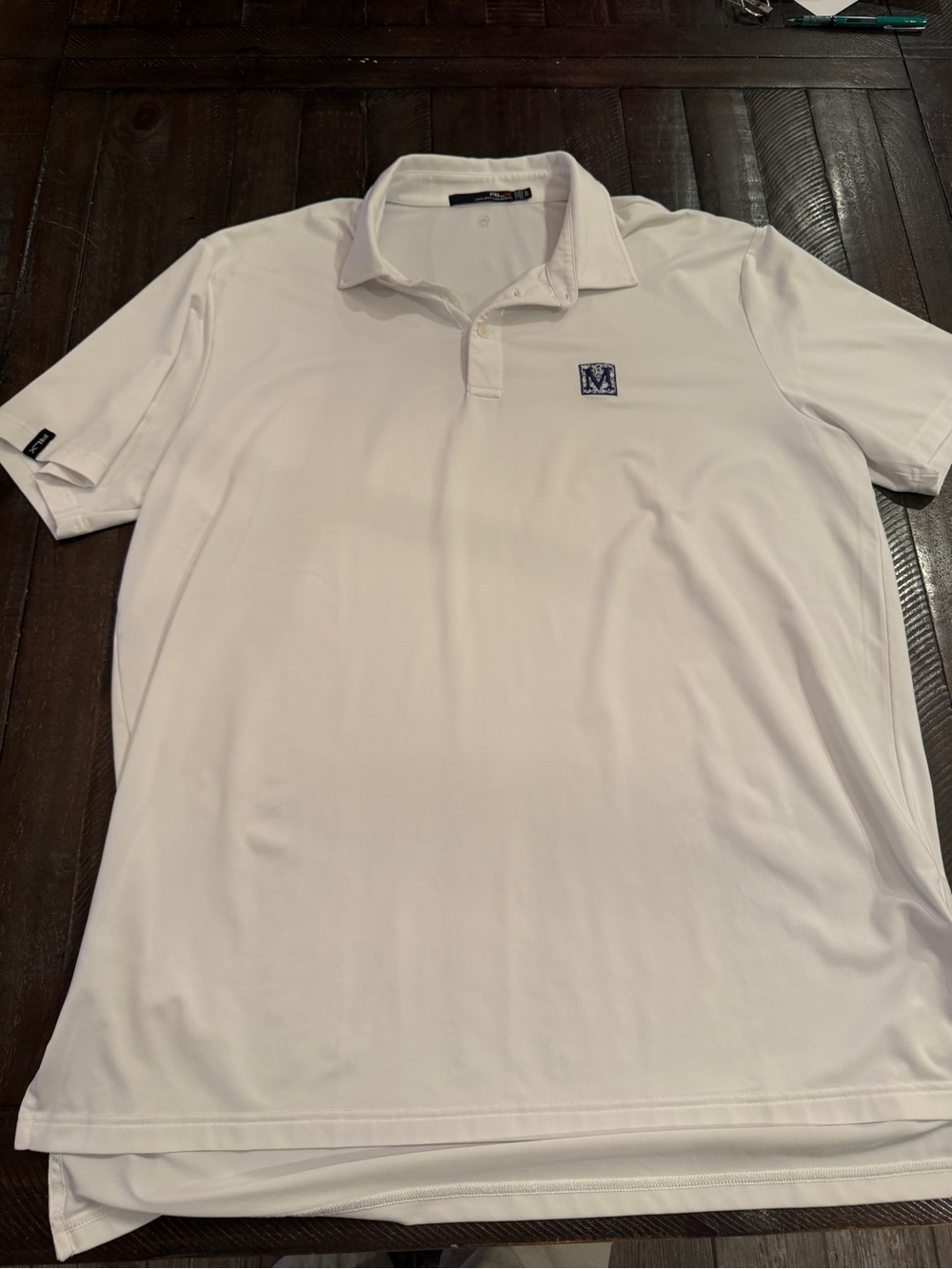 Ralph Lauren White Polo with Navy Patch Logo